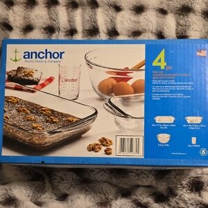 Anchor Hocking Blue 4-Piece Glass Bakeware Set